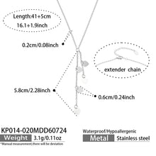 Rose gold heart Y necklace pendant dimensions and chain specification guide