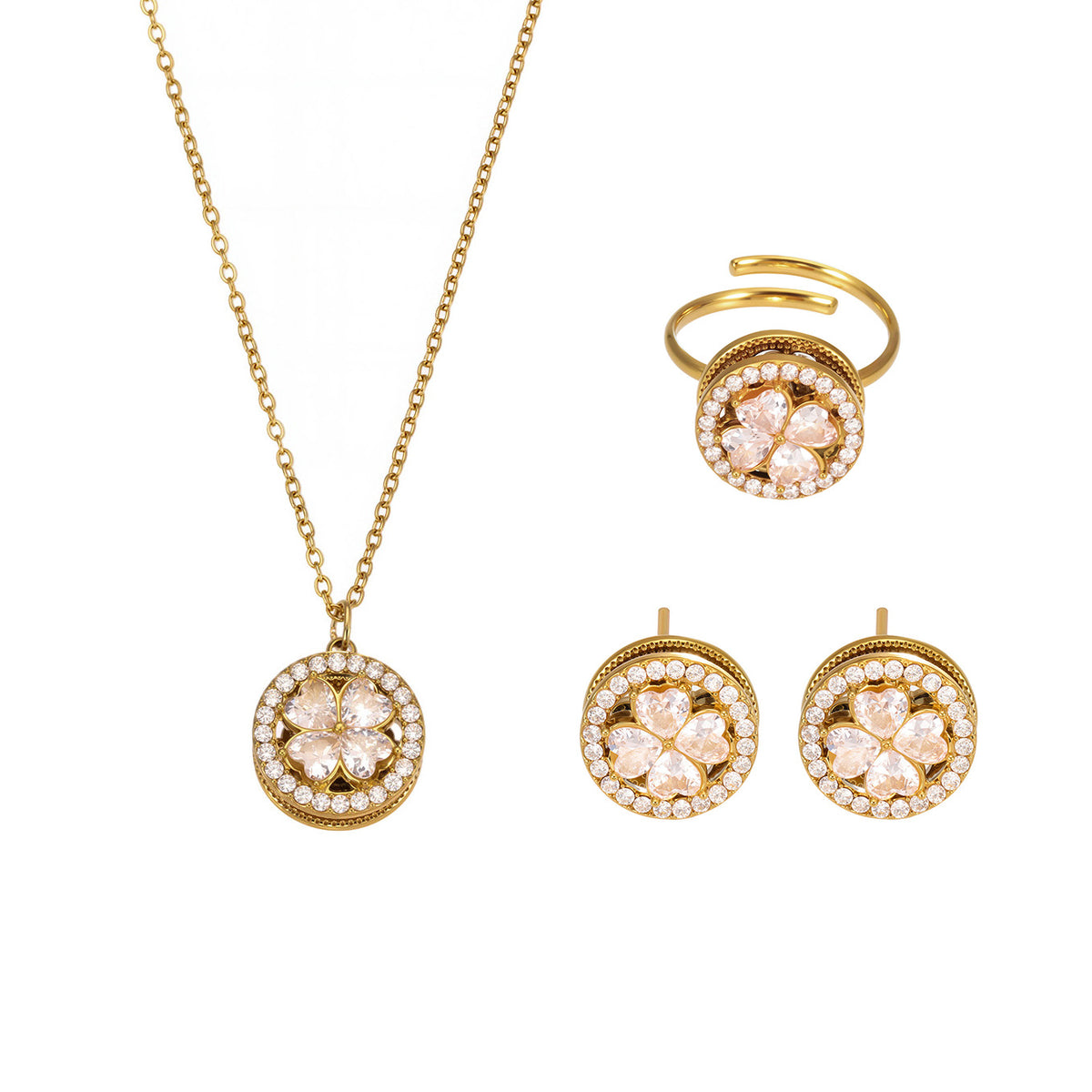 Stylish Gold Rotating Flower Earrings