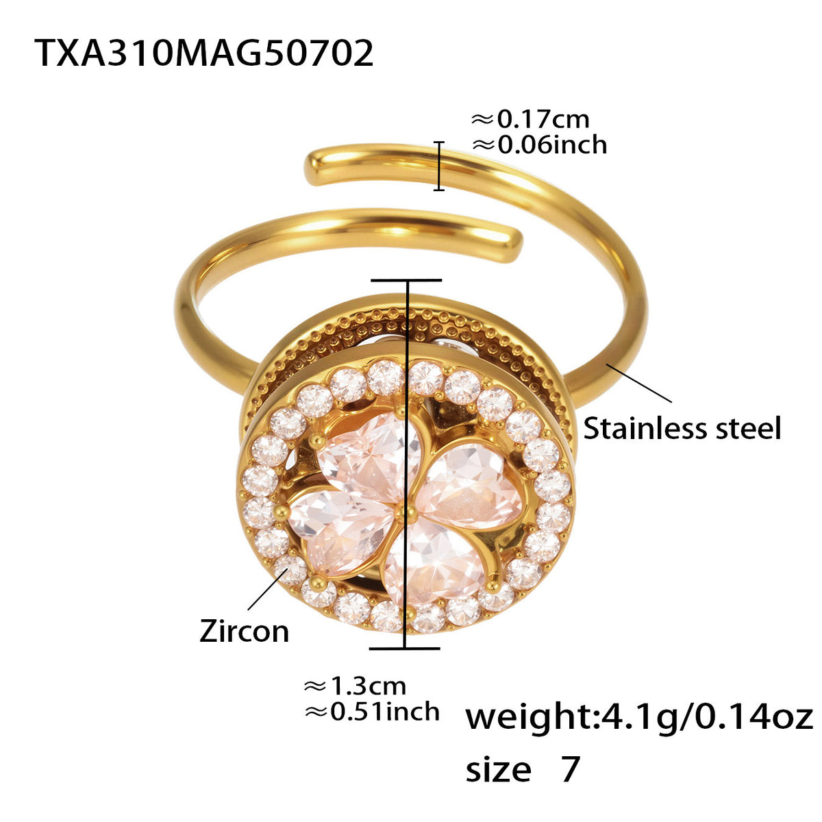 316L Stainless Steel 18K PVD Gold Rotating Flower Ring made with 316L stainless steel and 18K PVD gold finish for wholesale jewelry buyers - image 4