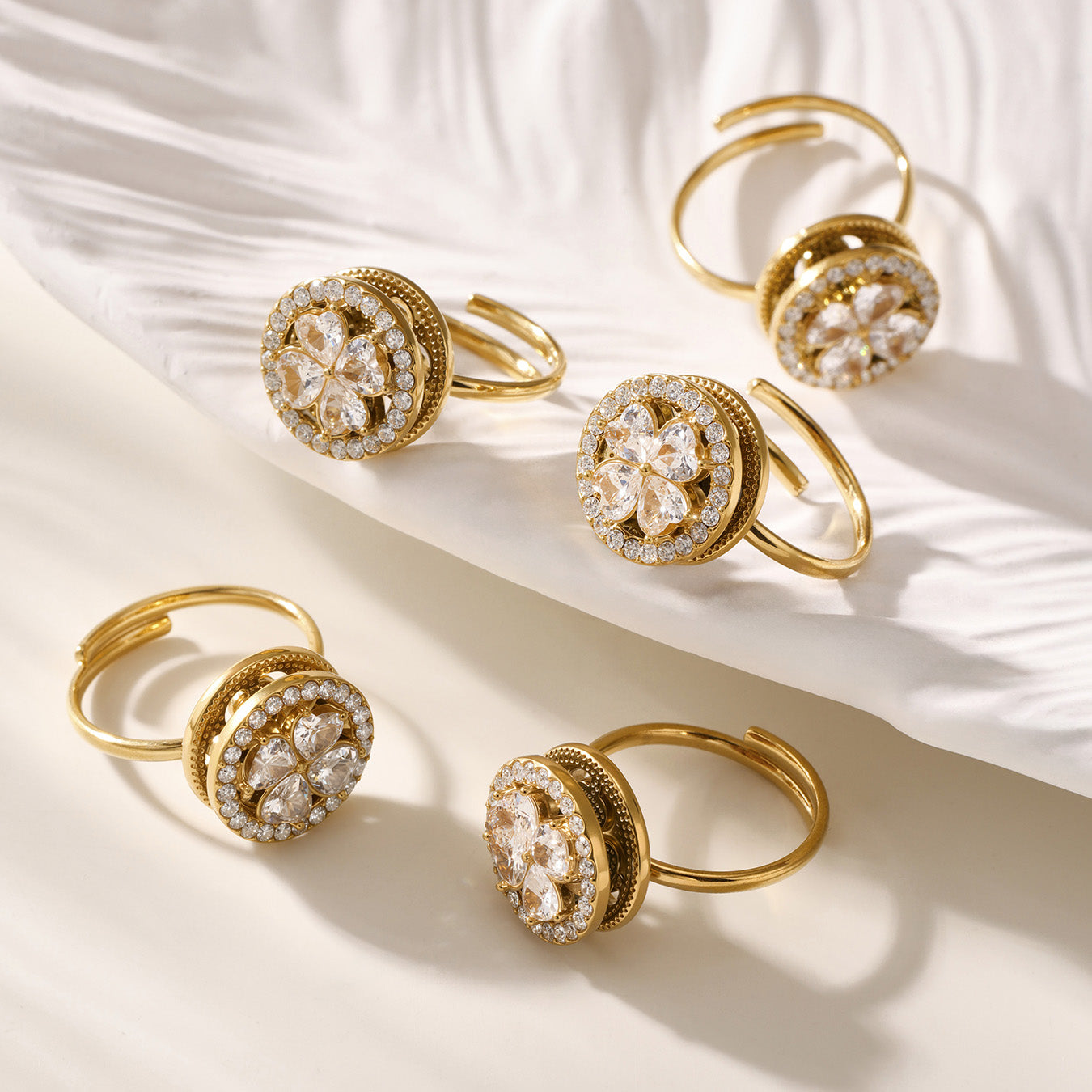 316L Stainless Steel 18K PVD Gold Rotating Flower Ring made with 316L stainless steel and 18K PVD gold finish for wholesale jewelry buyers - image 9