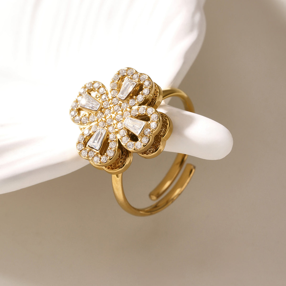 316L Stainless Steel 18K PVD Gold Rotating Flower Necklace made with 316L stainless steel and 18K PVD gold finish for wholesale jewelry buyers - image 14