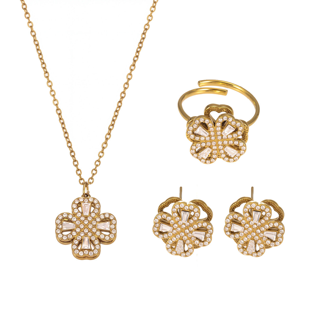 316L Stainless Steel 18K PVD Gold Rotating Flower Necklace made with 316L stainless steel and 18K PVD gold finish for wholesale jewelry buyers - image 5