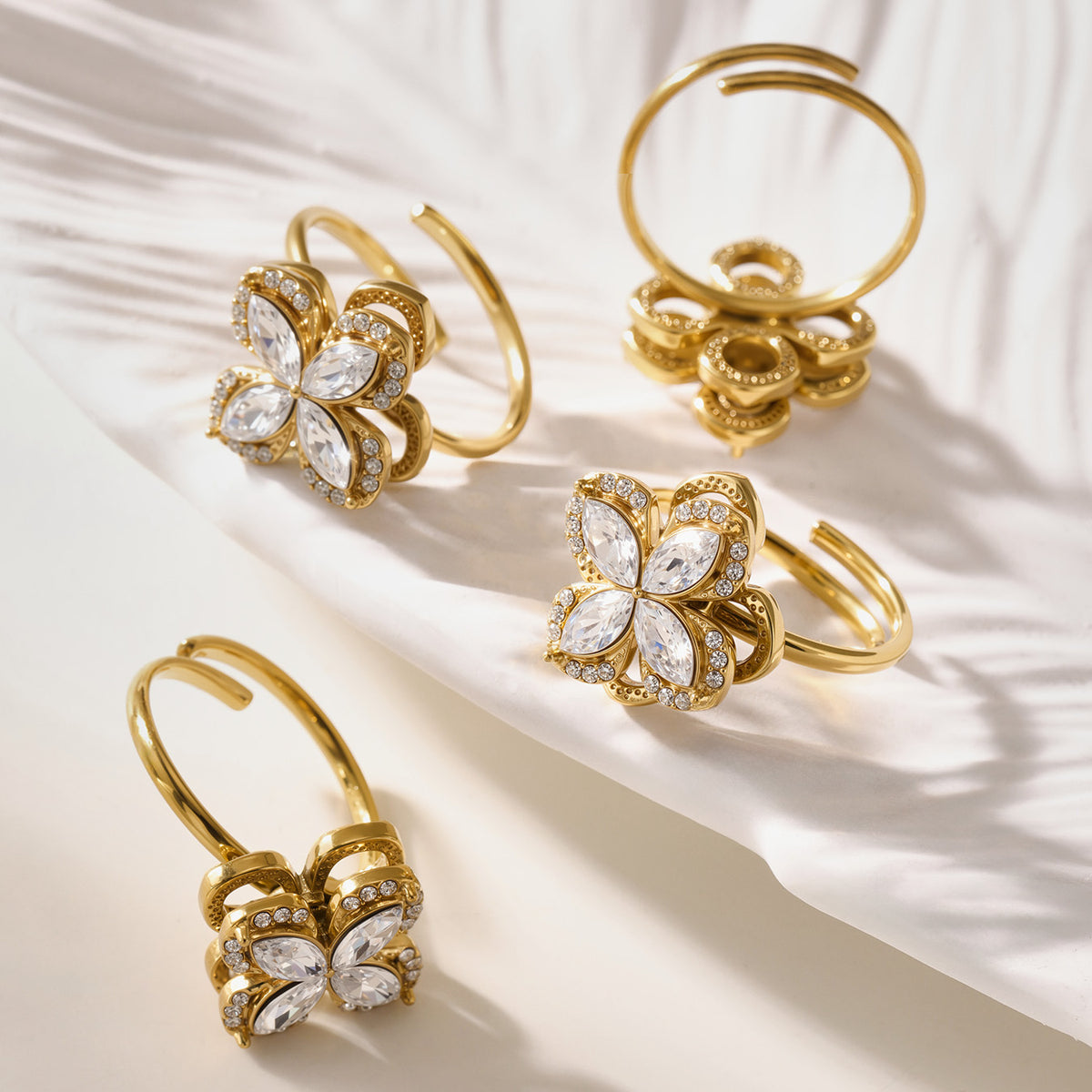 316L Stainless Steel 18K PVD Gold Rotating Flower Ring made with 316L stainless steel and 18K PVD gold finish for wholesale jewelry buyers - image 9
