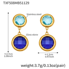 Black glass stone earrings specification diagram for tarnish-free stainless steel drop jewelry.