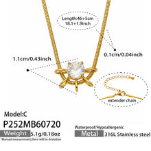 Size guide for the round zircon pendant necklace with chain and pendant measurements