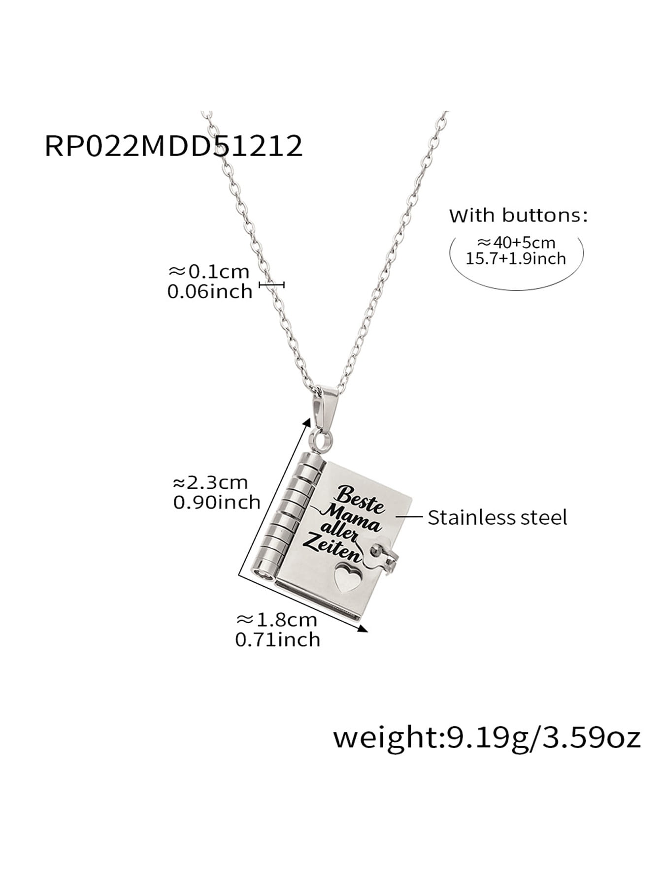 316L Stainless Steel Sweet Home Book Pendant Necklace | Wholesale
