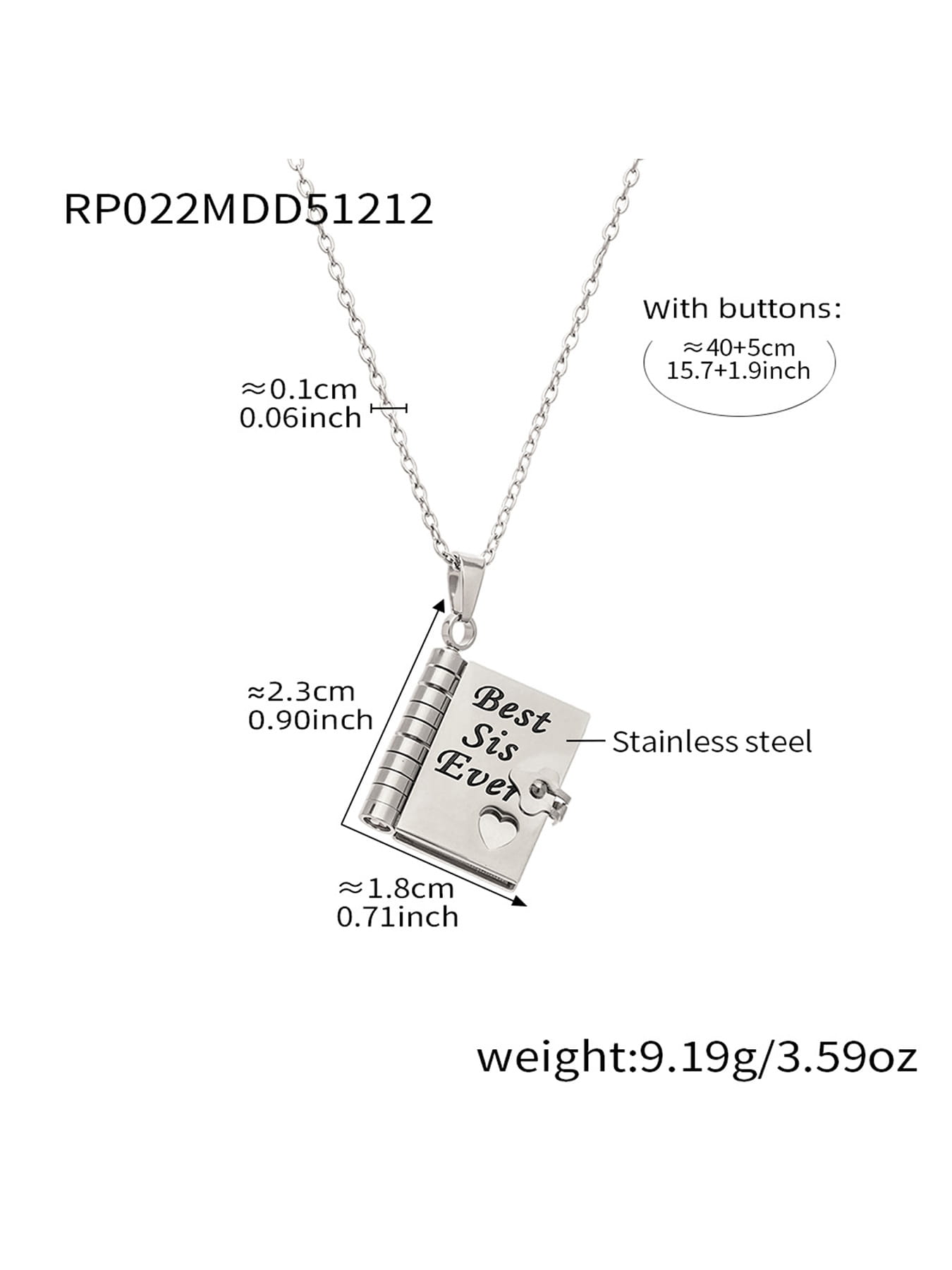 316L Stainless Steel Sweet Home Book Pendant Necklace | Wholesale
