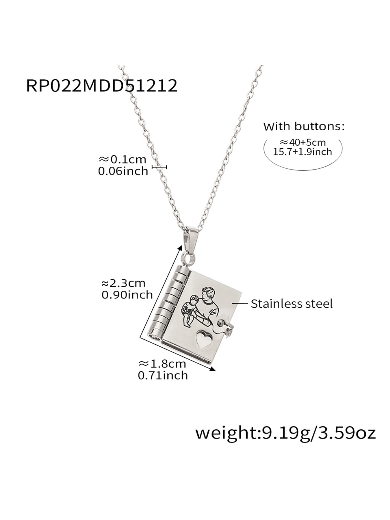 316L Stainless Steel Sweet Home Book Pendant Necklace | Wholesale