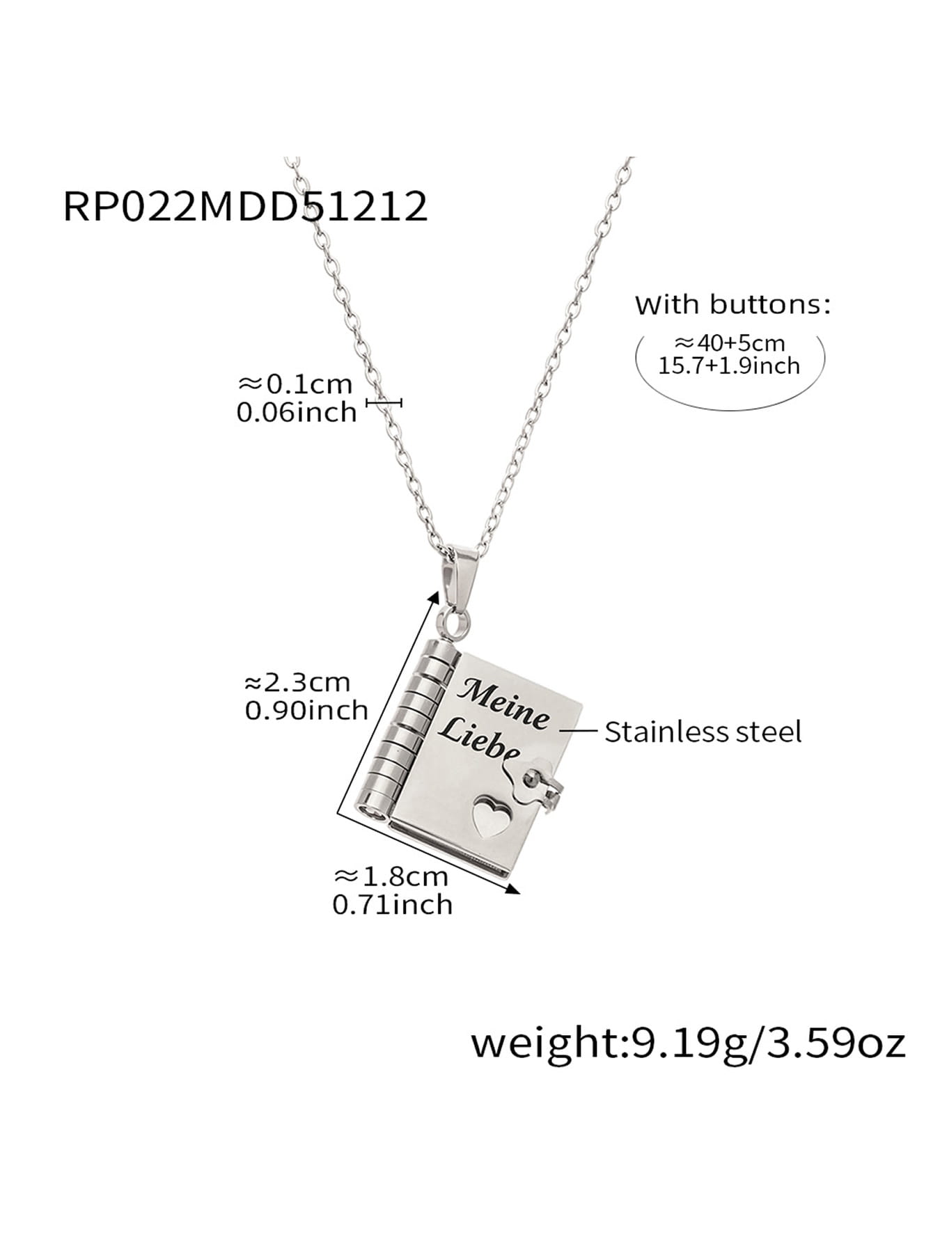 316L Stainless Steel Sweet Home Book Pendant Necklace | Wholesale