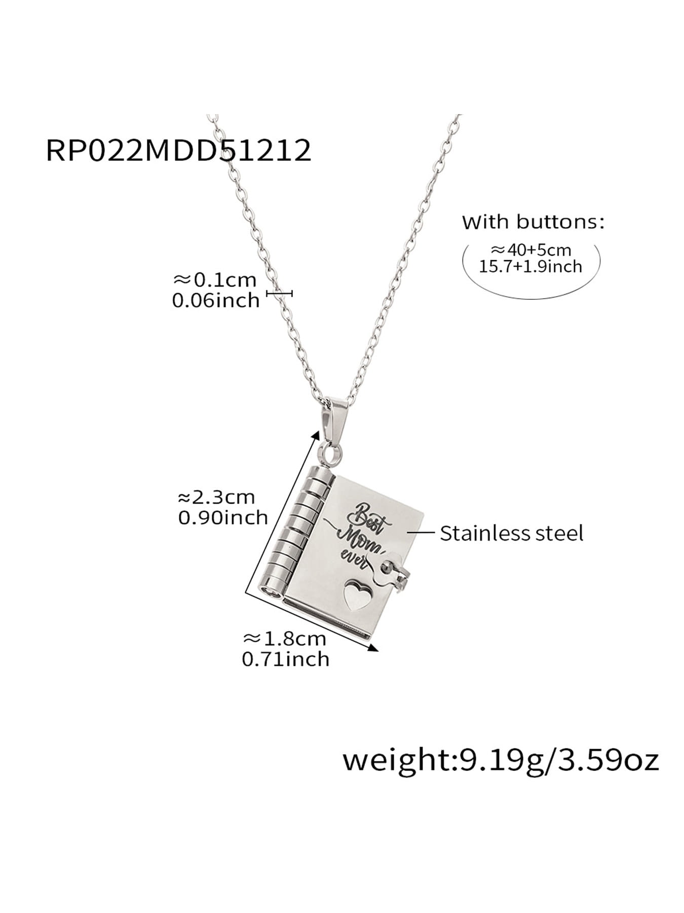 316L Stainless Steel Sweet Home Book Pendant Necklace | Wholesale