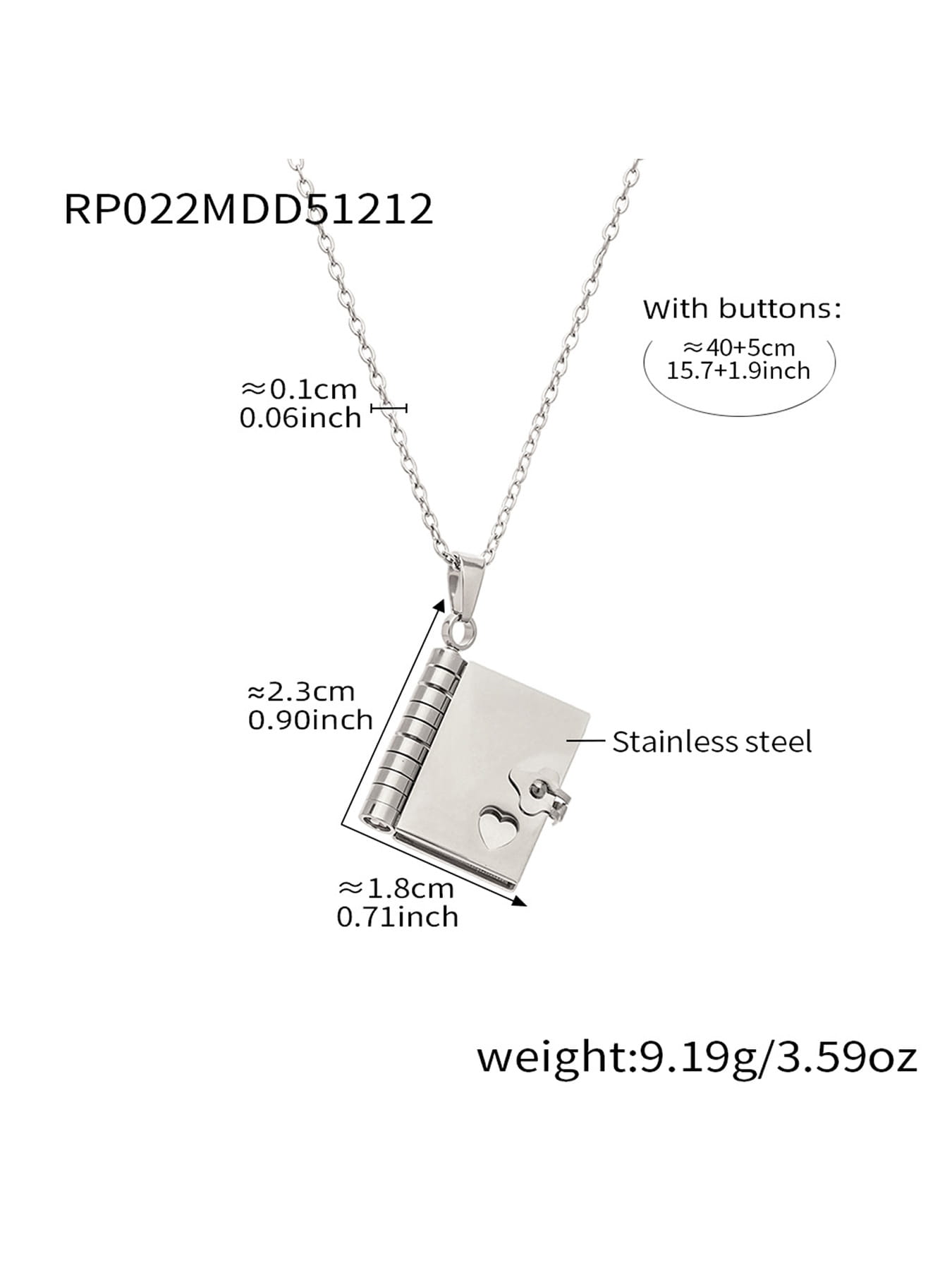 316L Stainless Steel Sweet Home Book Pendant Necklace | Wholesale
