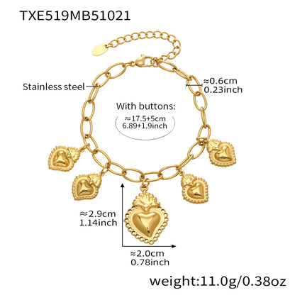 sacred heart charm jewelry set stainless steel charm bracelet size and weight details
