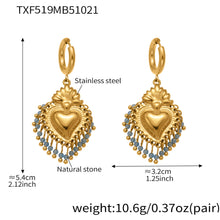 316L Stainless Steel Sacred Heart Charm Jewelry Set with PVD Gold