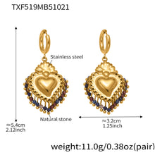 316L Stainless Steel Sacred Heart Charm Jewelry Set with PVD Gold