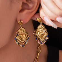 316L Stainless Steel Sacred Heart Charm Jewelry Set with PVD Gold