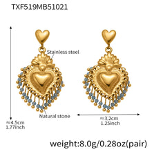 316L Stainless Steel Sacred Heart Charm Jewelry Set with PVD Gold