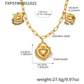 TXP519-Gold Shell Pearl Heart DIY Necklace 40+5cm