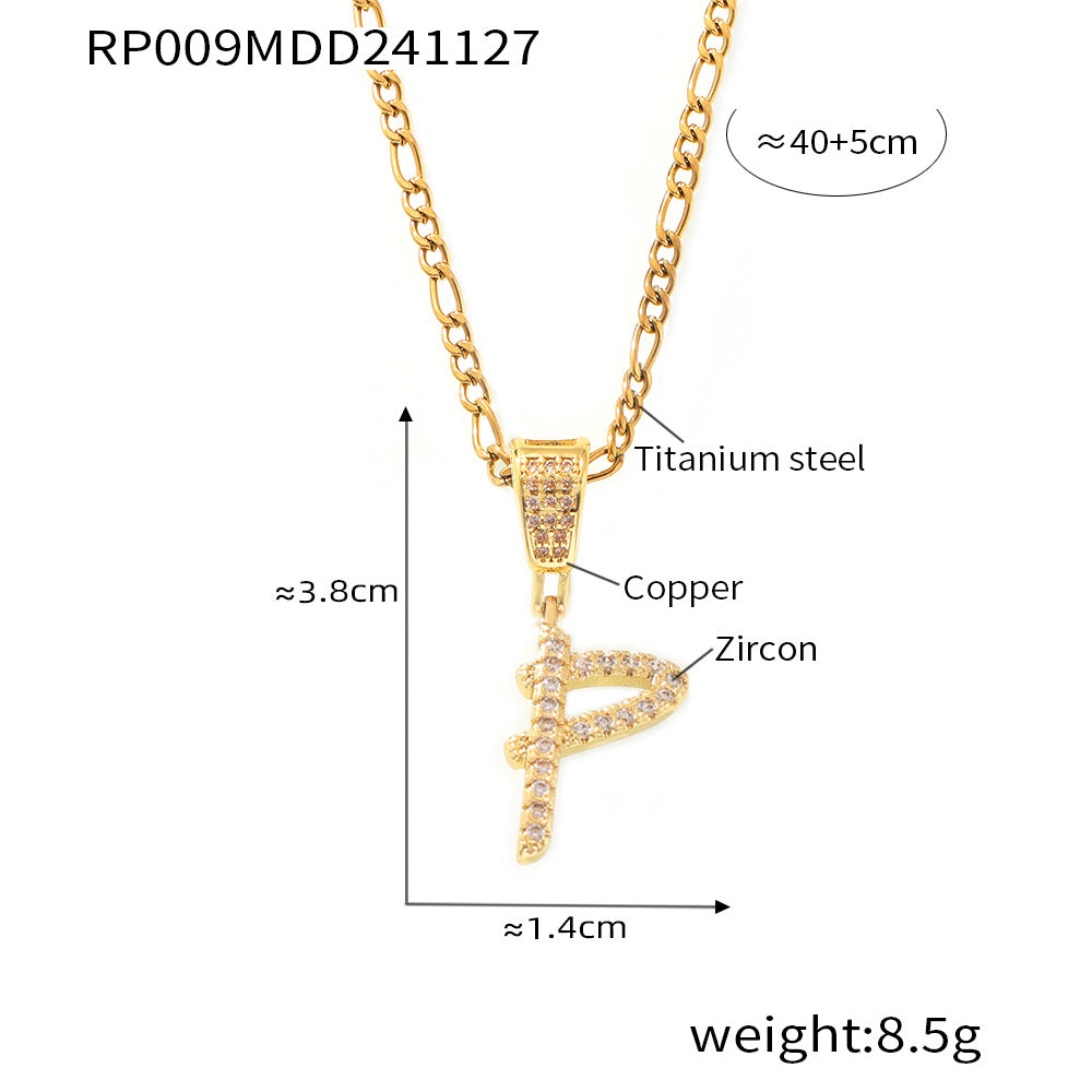 316L Stainless Steel 18K PVD Gold Script Letter Necklace made with 316L stainless steel and 18K PVD gold finish for wholesale jewelry buyers - image 11