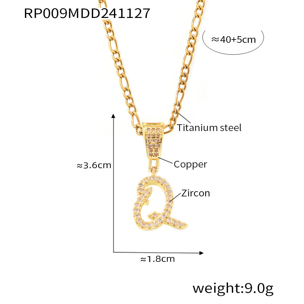 316L Stainless Steel 18K PVD Gold Script Letter Necklace made with 316L stainless steel and 18K PVD gold finish for wholesale jewelry buyers - image 12