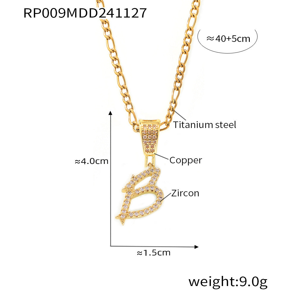 316L Stainless Steel 18K PVD Gold Script Letter Necklace made with 316L stainless steel and 18K PVD gold finish for wholesale jewelry buyers - image 16