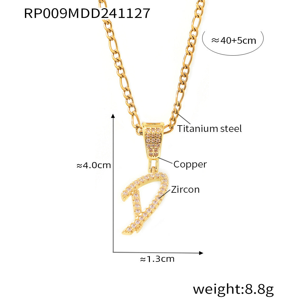 316L Stainless Steel 18K PVD Gold Script Letter Necklace made with 316L stainless steel and 18K PVD gold finish for wholesale jewelry buyers - image 18