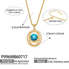316L Stainless Steel 18K PVD Gold Sea Blue Zircon Pendant Necklace made with 316L stainless steel and 18K PVD gold finish for wholesale jewelry buyers - image 5