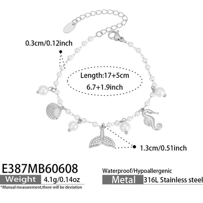316L Stainless Steel 18K PVD Gold Shell Pearl Bracelet made with 316L stainless steel and 18K PVD gold finish for wholesale jewelry buyers - image 10