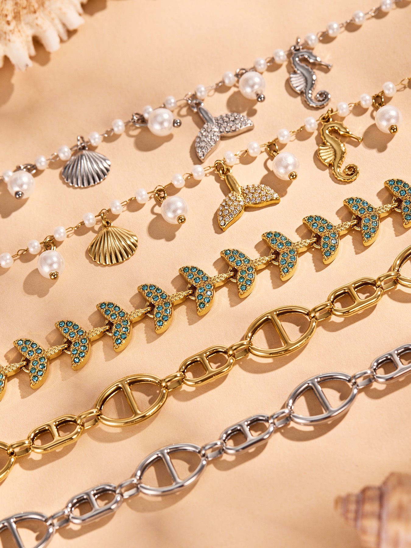 316L Stainless Steel 18K PVD Gold Shell Pearl Bracelet made with 316L stainless steel and 18K PVD gold finish for wholesale jewelry buyers - image 6