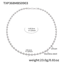 Silver tone 316L stainless steel heart necklace with 5A cubic zirconia