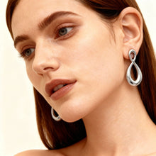 316L Stainless Steel Mixed Metal Two-Tone Infinity Figure-Eight Drop Earrings