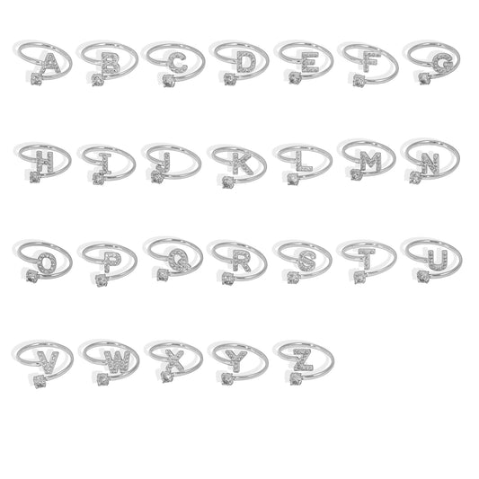 316L Stainless Steel 18K Gold PVD Plated CZ Initial Ring