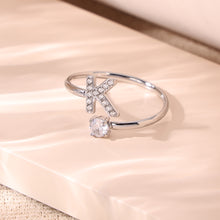 316L Stainless Steel 18K Gold PVD Plated CZ Initial Ring