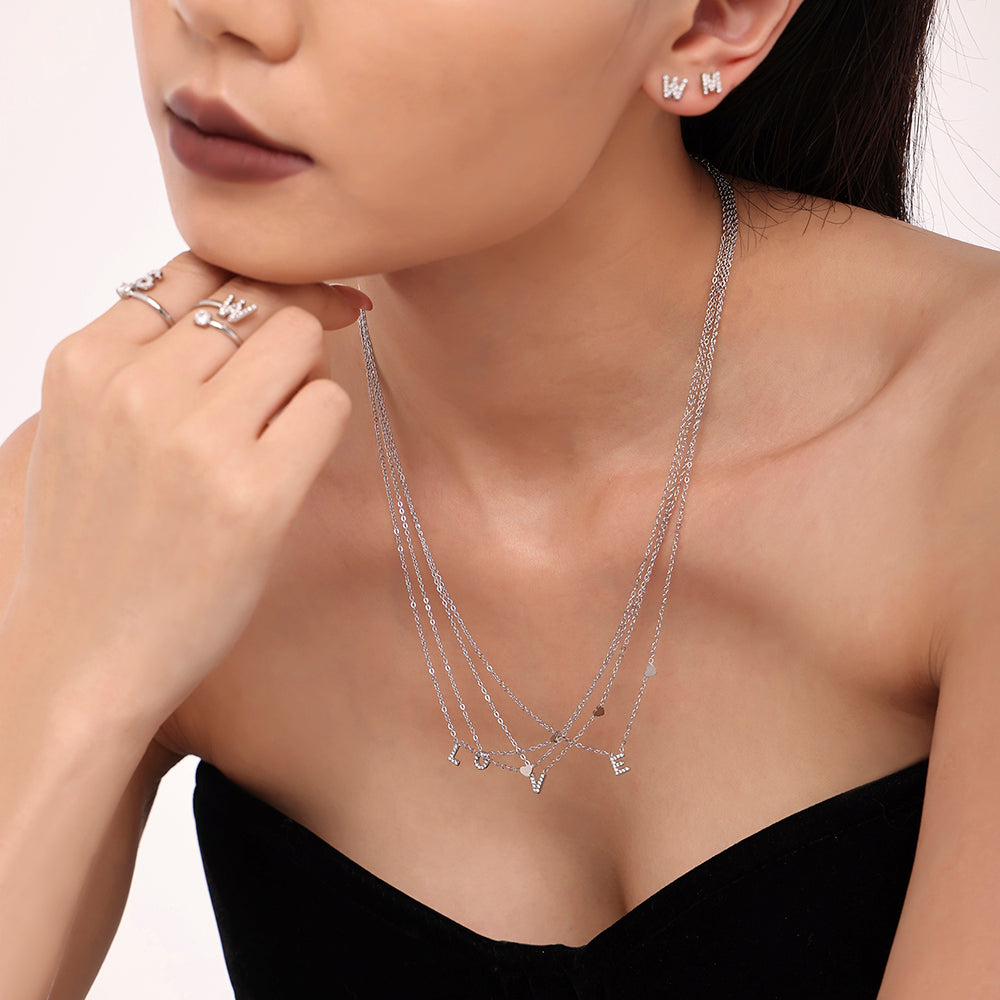 316L Stainless Steel 18K Gold PVD Plated CZ Initial Ring