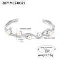 Z071- Steel inlaid pearl bracelet