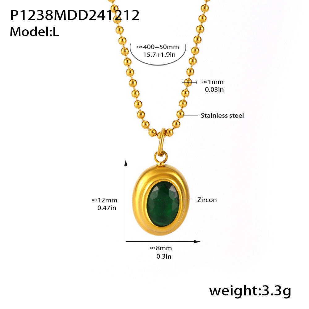 Single green oval zircon pendant necklace dimensions and product specification guide