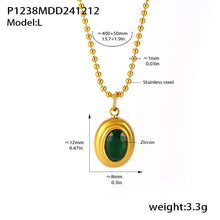 Single green oval zircon pendant necklace dimensions and product specification guide