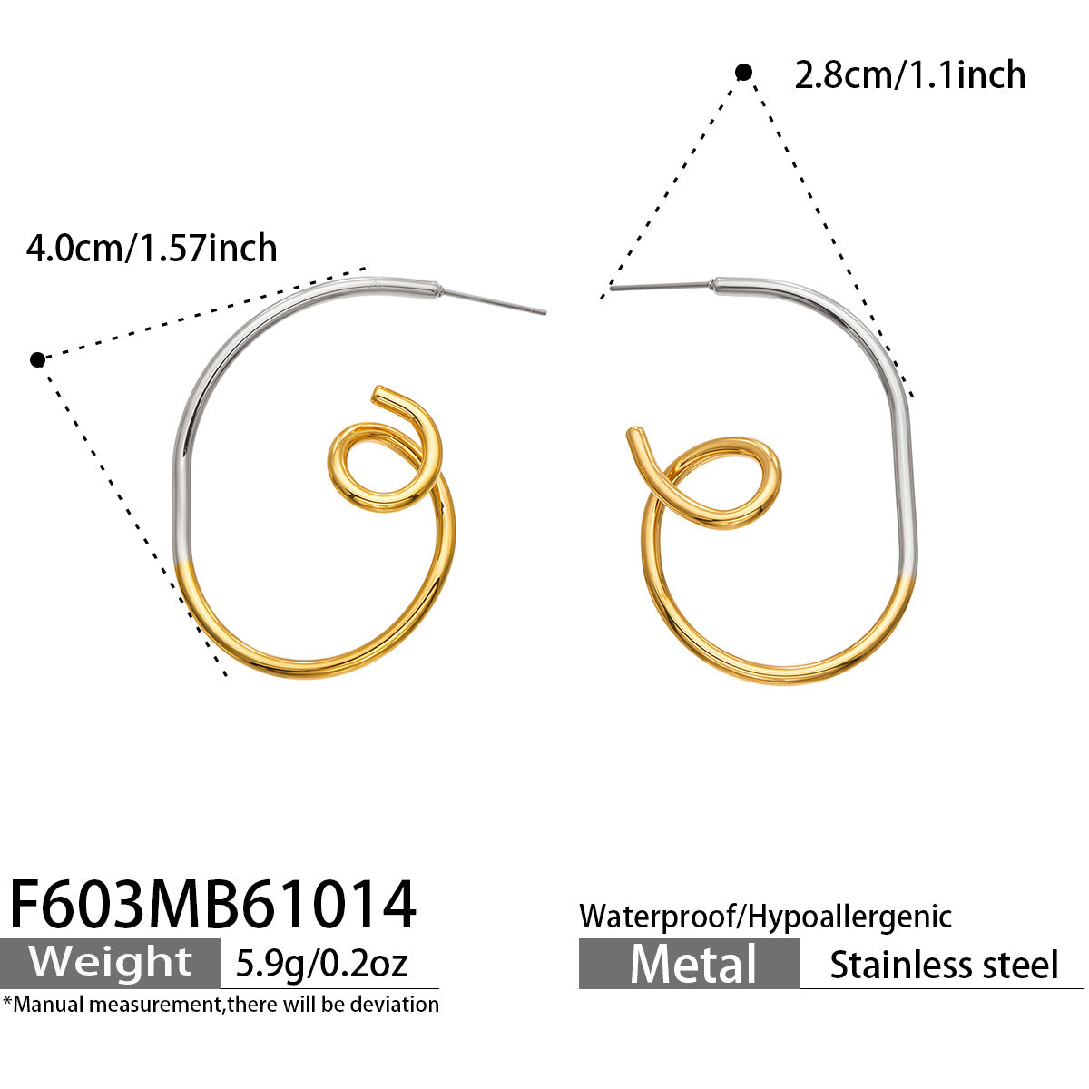 316L Stainless Steel 18K PVD Gold Spiral Hoop Earring made with 316L stainless steel and 18K PVD gold finish for wholesale jewelry buyers - image 10