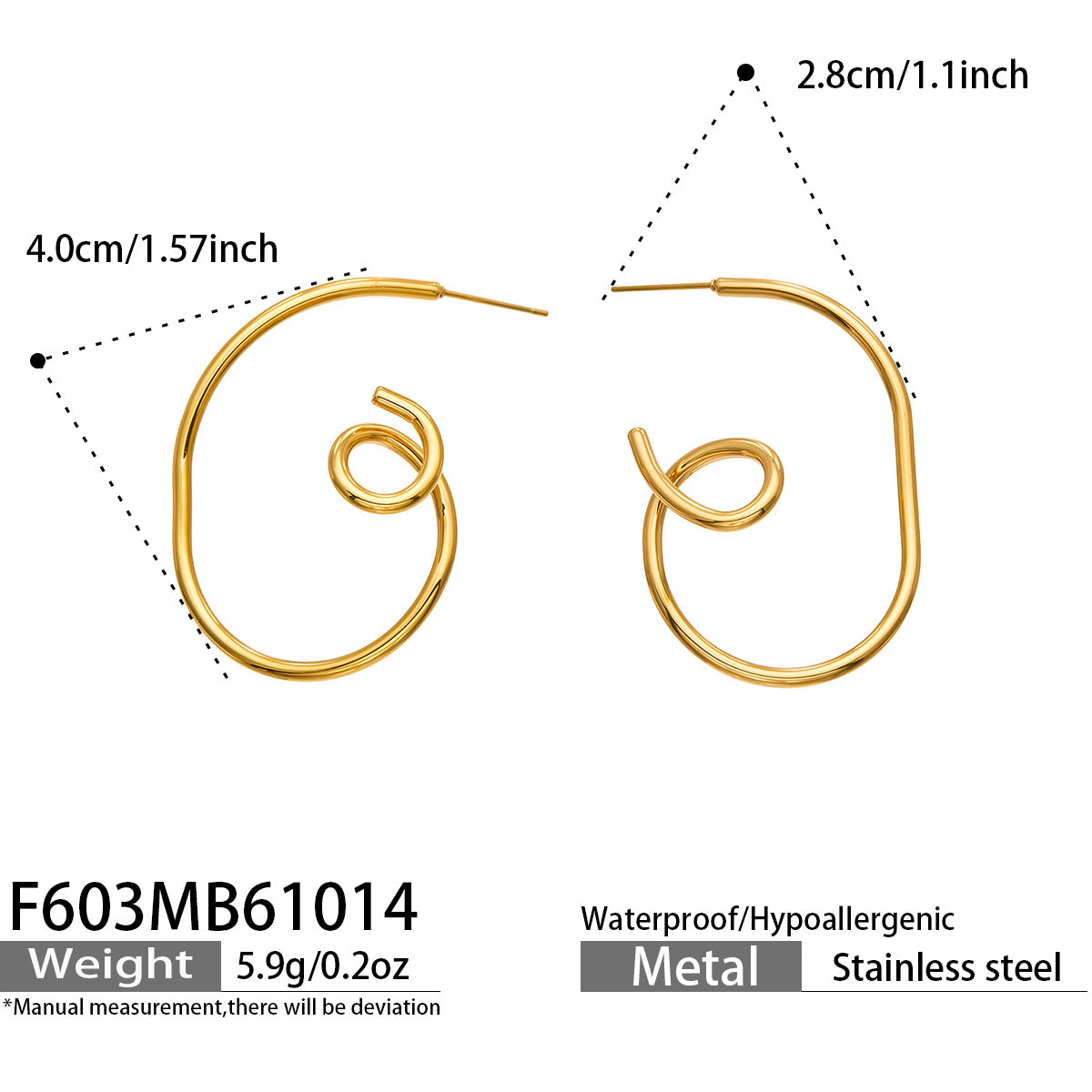 316L Stainless Steel 18K PVD Gold Spiral Hoop Earring made with 316L stainless steel and 18K PVD gold finish for wholesale jewelry buyers - image 12