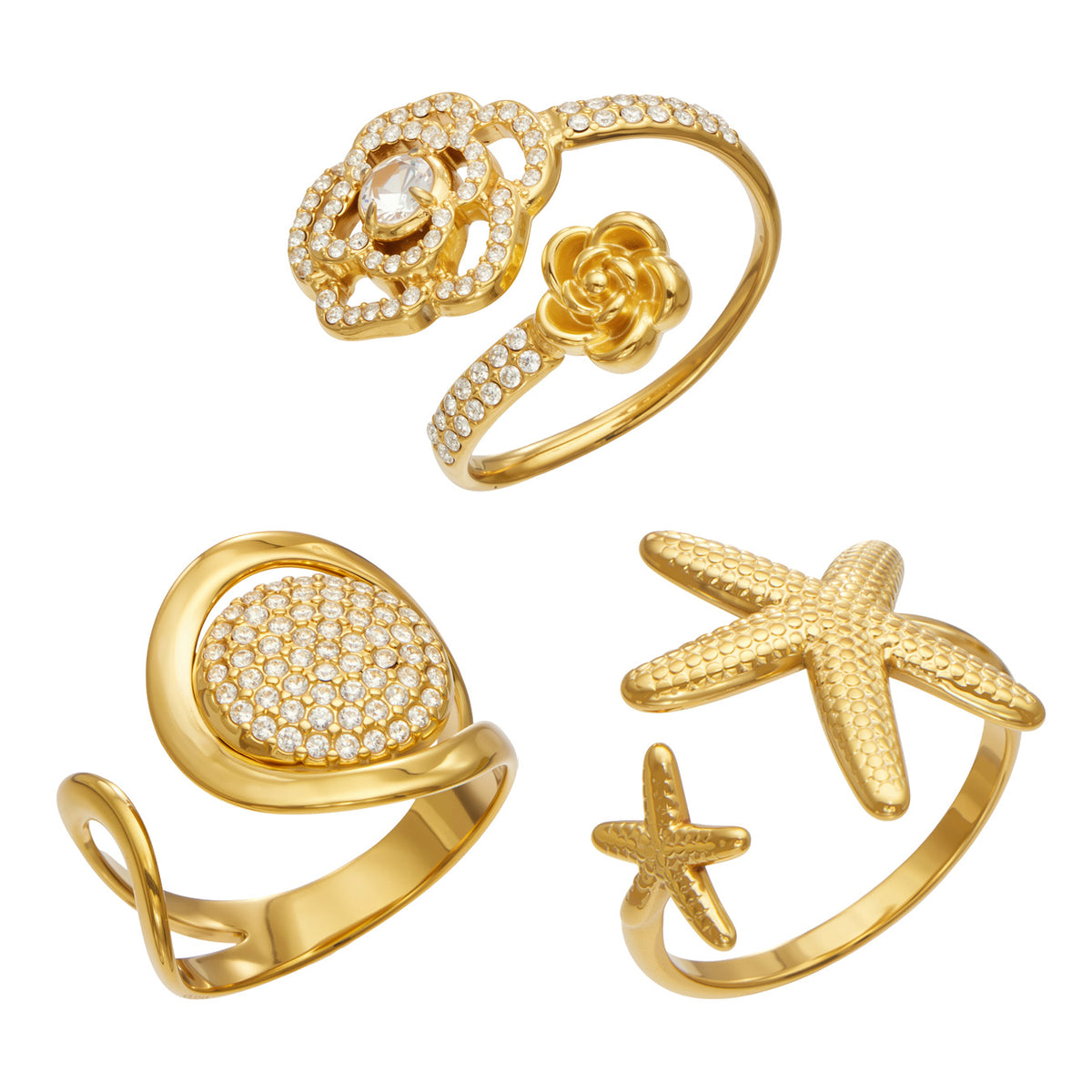 316L Stainless Steel 18K PVD Gold Spiral Open Ring made with 316L stainless steel and 18K PVD gold finish for wholesale jewelry buyers - image 19