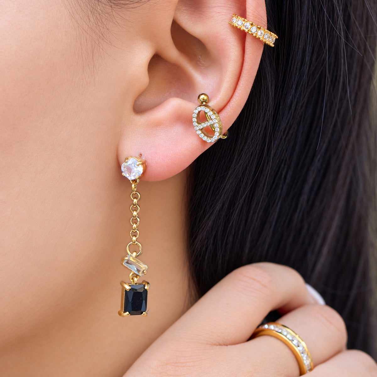 316L Stainless Steel 18K PVD Gold Square Color Zircon Earrings made with 316L stainless steel and 18K PVD gold finish for wholesale jewelry buyers - image 6