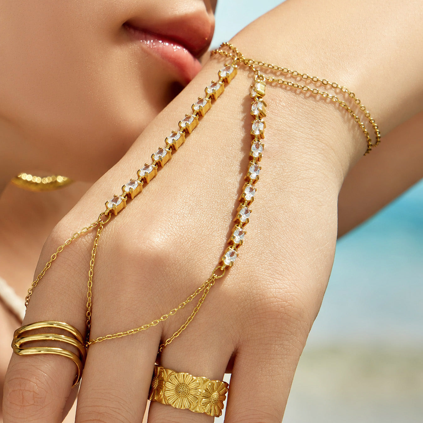 316L Stainless Steel 18K PVD Gold Square Zircon Bracelet made with 316L stainless steel and 18K PVD gold finish for wholesale jewelry buyers - image 11
