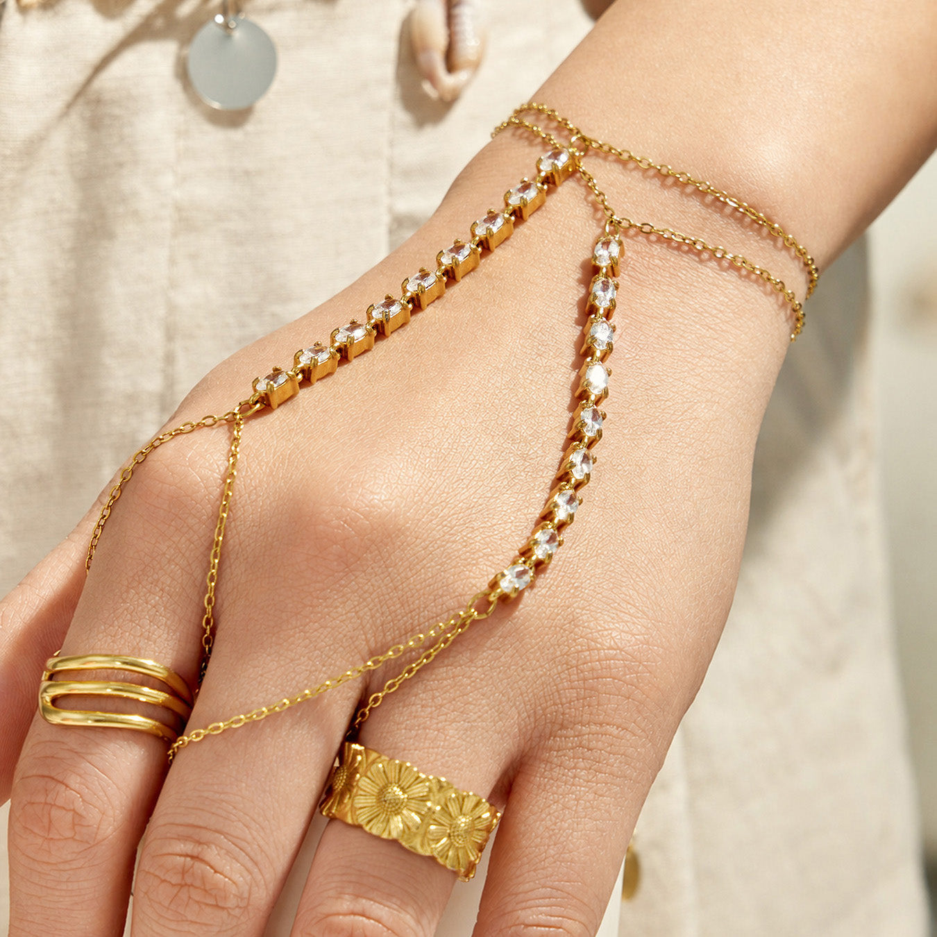 316L Stainless Steel 18K PVD Gold Square Zircon Bracelet made with 316L stainless steel and 18K PVD gold finish for wholesale jewelry buyers - image 8