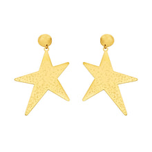F845 gold-tone stainless steel statement star drop earrings with 18K PVD vacuum coating