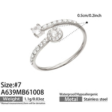 A639 steel-tone round-detail open ring diagram showing size 7, a 0.5 cm detail and approximate weight 1.1 g