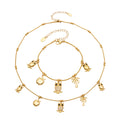 Stainless Steel Zircon Owl & Tropical Charm Necklace & Bracelet Collection