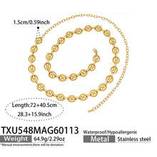 316L Stainless Steel Mixed Metal Coffee Bean Chain Jewelry Set for Women