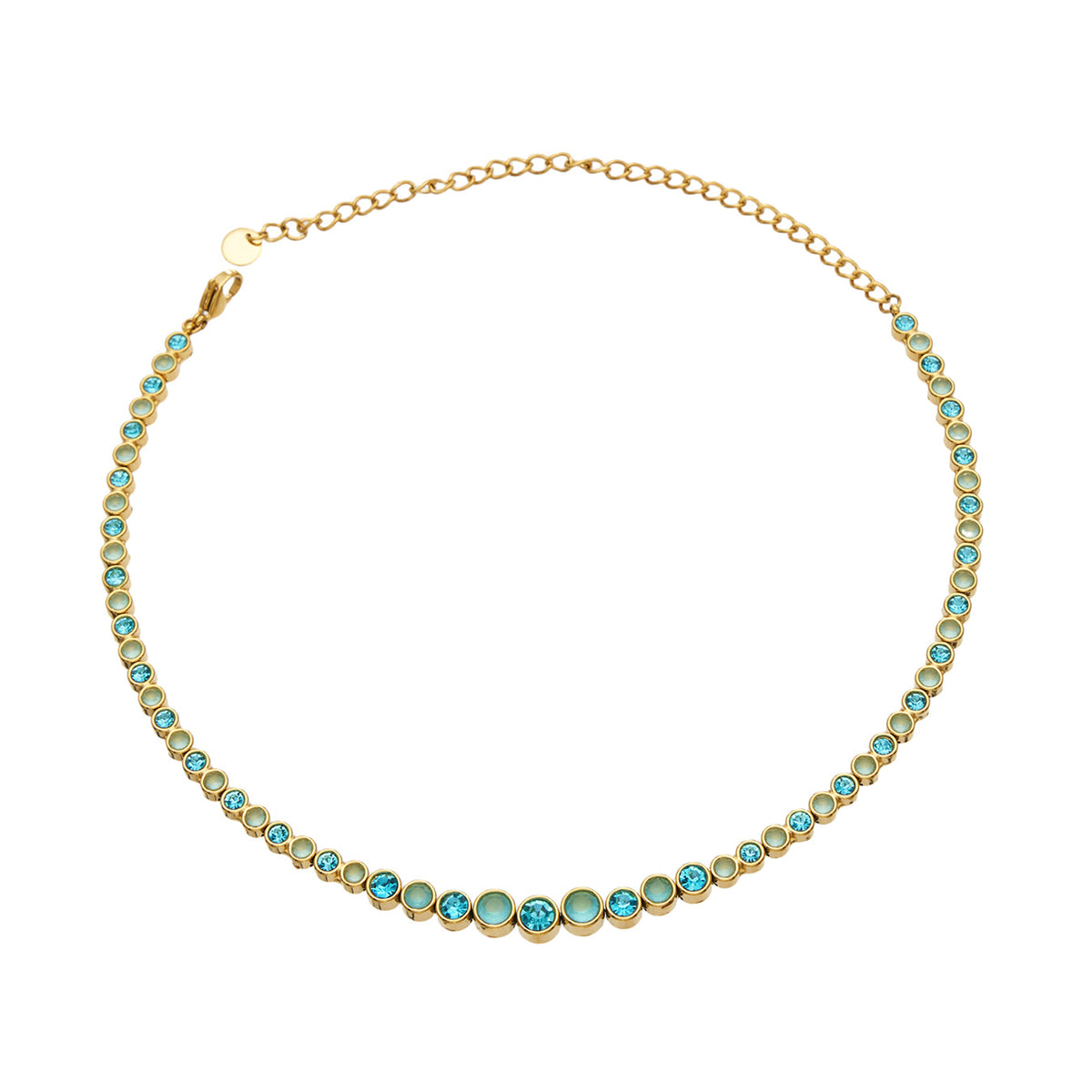 Stainless steel colorful zircon chain necklace