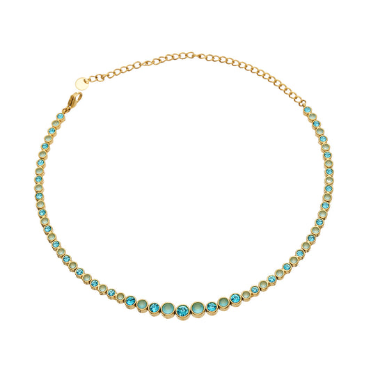 Stainless steel colorful zircon chain necklace