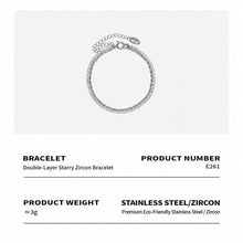 Product information card showing the double layer stainless steel bracelet design and size details
