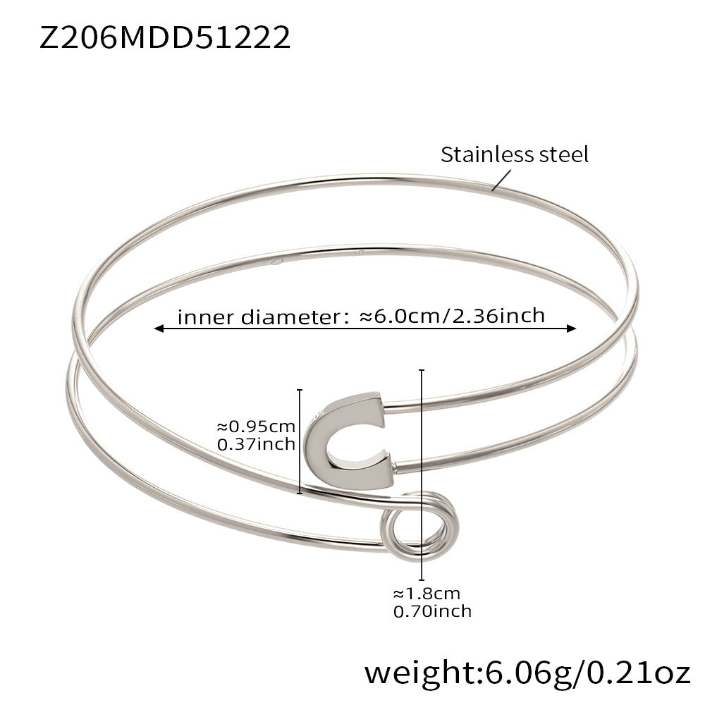 316L Stainless Steel Minimalist Geometric Open Bangle Set